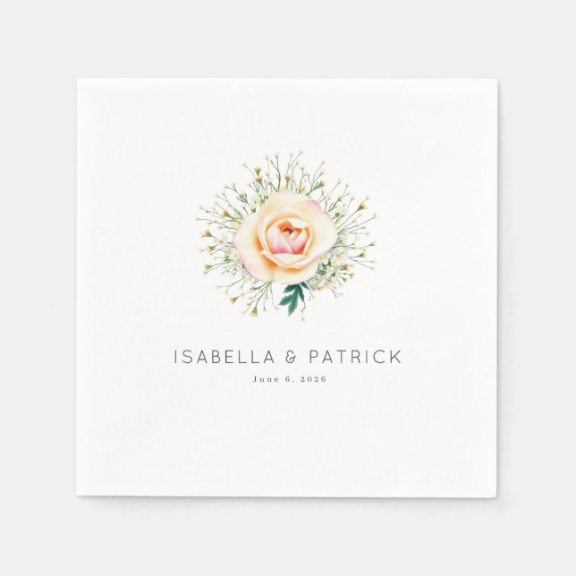 Romantic Peach Floral Wreath Napkin (Front)