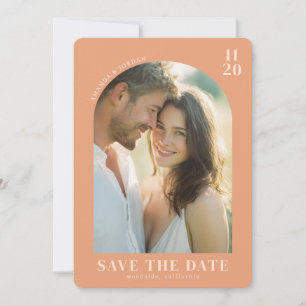 Romantic Peach Minimalist Photo Save The Date