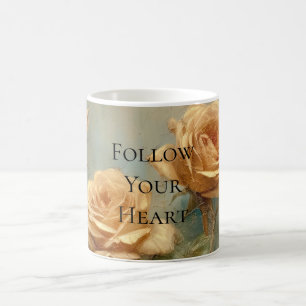 Romantic Peach Roses Floral Coffee Mug
