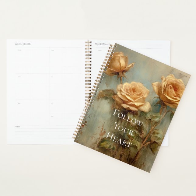Romantic Peach Roses Floral Planner (Display)
