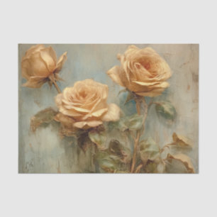 Romantic Peach Roses Floral Wedding Tissue Paper