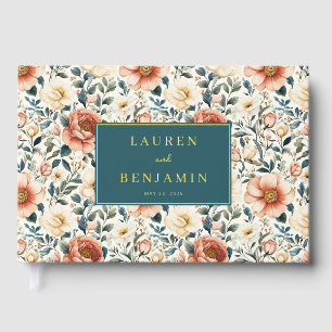 Romantic Peach Vintage Floral Guest Book