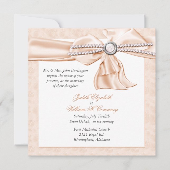 Romantic Peach Wedding Invitation (Front)