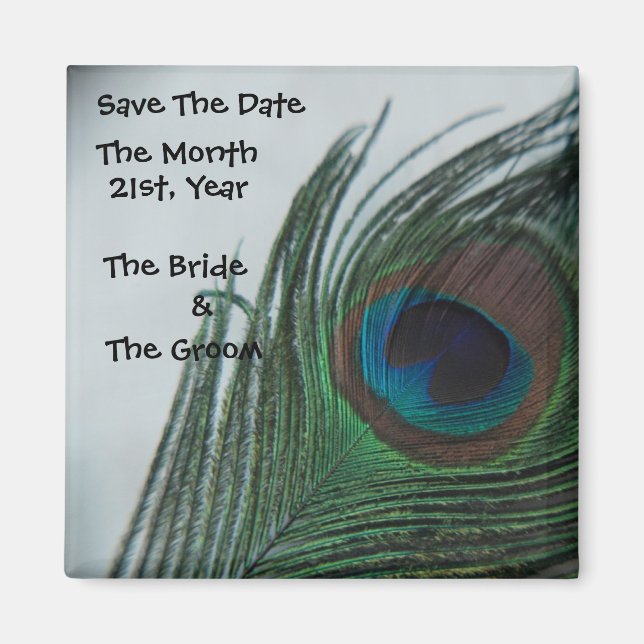 Romantic Peacock Wedding Save the Date Magnet (Front)