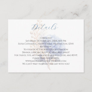 Romantic Pearl Hydrangea Blue Waterercolor Wedding Enclosure Card