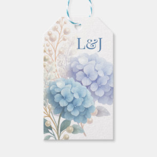Romantic Pearl Hydrangea Blue Waterercolor Wedding Gift Tags