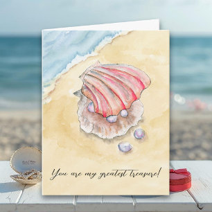 Romantic Pearls in Clam Valentines Day Card