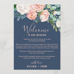Romantic Peonies Blue Welcome Letter & Itinerary Programme