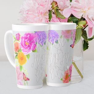 Romantic Peonies Garden Grey Best Mum Latte Mug