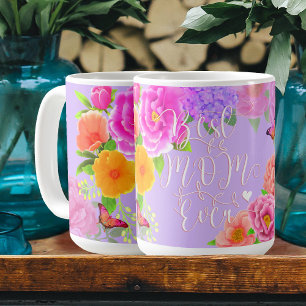 Romantic Peonies Garden Purple Best Mum Coffee Mug