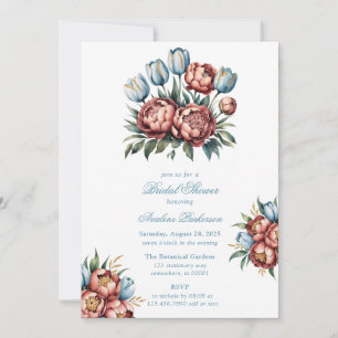 Romantic Peonies & Tulips Bridal Shower Invitation
