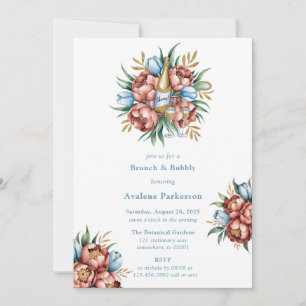 Romantic Peonies & Tulips Brunch & Bubbly Invitation