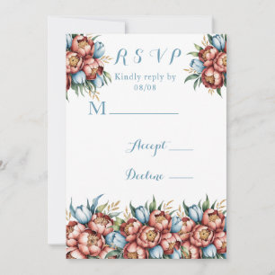 Romantic Peonies & Tulips Wedding RSVP Cards