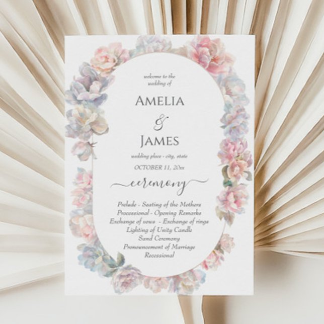 Romantic Peony Floral Wedding Ceremony Programs Invitation (Creator Uploaded)