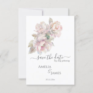 Romantic Peony Floral Wedding Save The Date Invitation