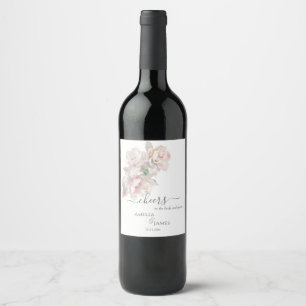 Romantic Peony Floral Wedding Wine Label