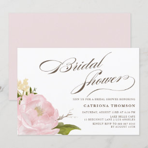 Romantic Peony Flower Bridal Shower Invitation