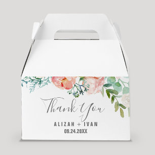 Romantic Peony Flowers Thank You Wedding Favour Box