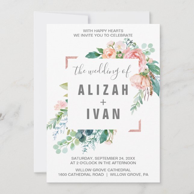 Romantic Peony Flowers The Wedding Of Invitation (Front)