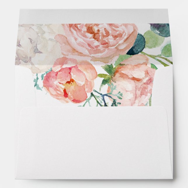 Romantic Peony Flowers Wedding Invitation Envelope (Back (Bottom))