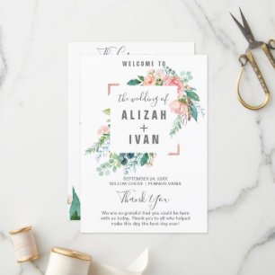 Romantic Peony Flowers Wedding Program Programme