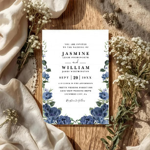 Romantic Peony Garden Elegant QR Code Wedding Invitation