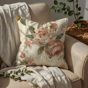 Romantic Peony & Rose Vintage Garden Cushion