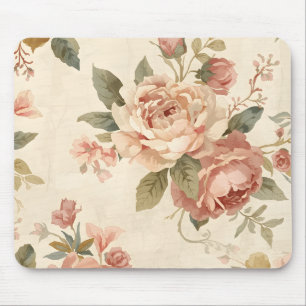 Romantic Peony & Rose Vintage Garden  Mouse Pad