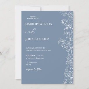Romantic Periwinkle Floral Wedding Invitation