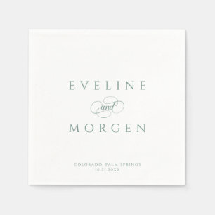 Romantic Personalizable Green Wedding Typography Napkin