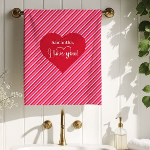 Romantic Personalized Valentine Bath Towel Hearts