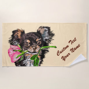 Romantic Pet Dog Beach Towel with Custom Text