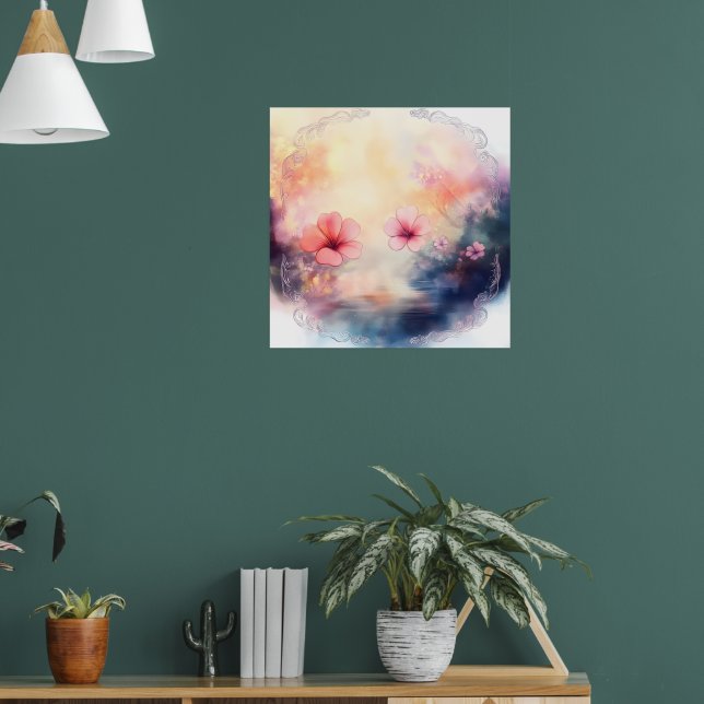 Romantic Petals – Squared Watercolor Floral Poster (Living Room 1)