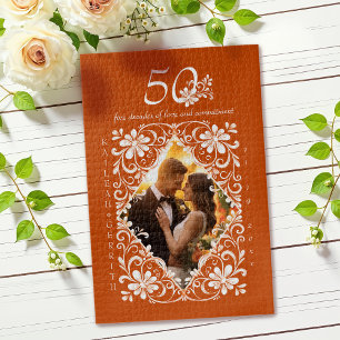 Romantic Photo Burnt Orange 50 Anniversary Puzzle