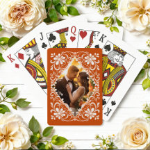 Romantic Photo Burnt Orange Playing Cards