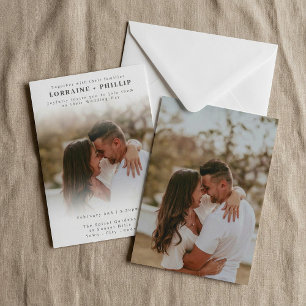 Romantic photo classic gradient wedding invitation