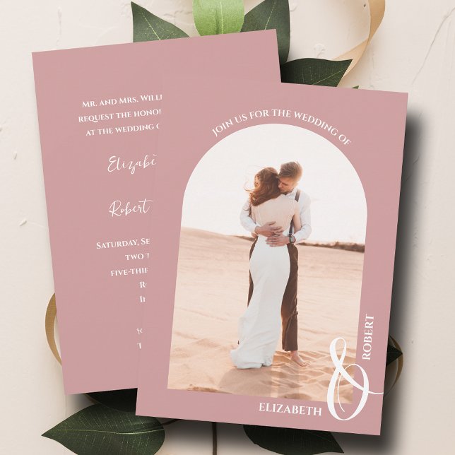 Romantic Photo Dusty Rose Wedding Invitation (Creator Uploaded)