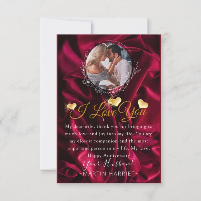 Romantic Photo I Love You Anniversary Card (Front)