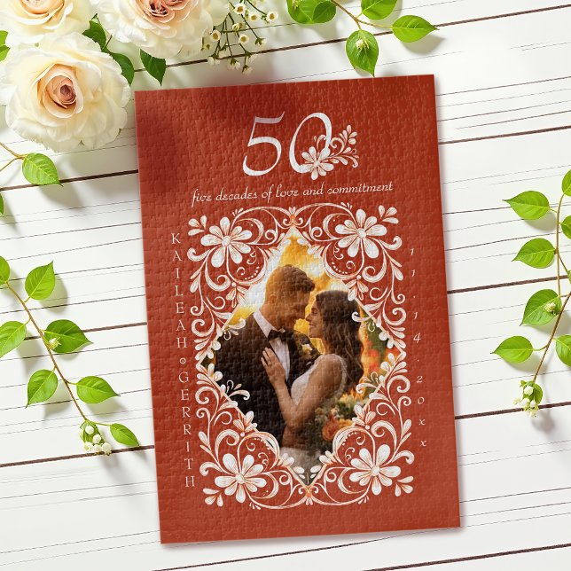 Romantic Photo Red Rust  50 Anniversary Puzzle (Creator Uploaded)