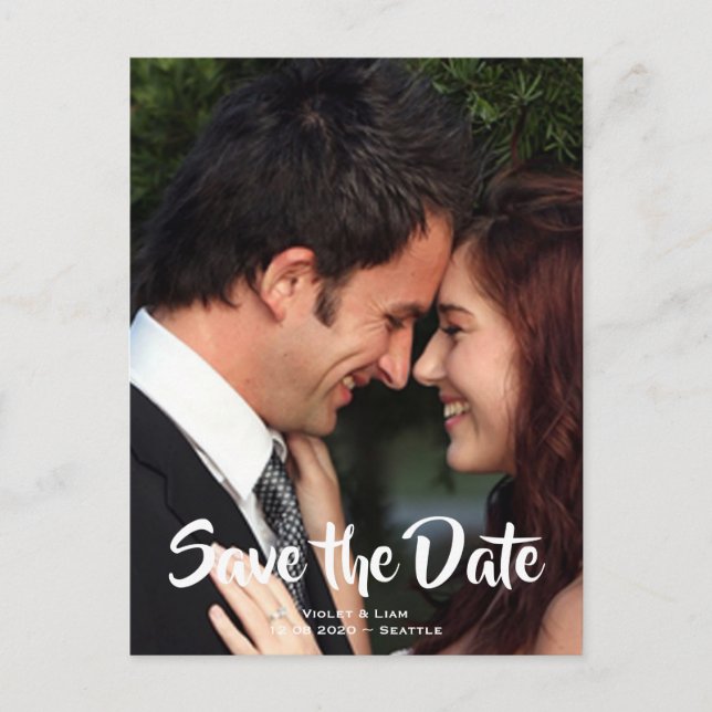 Romantic Photo Save the Date Announcement Postcard (Front)