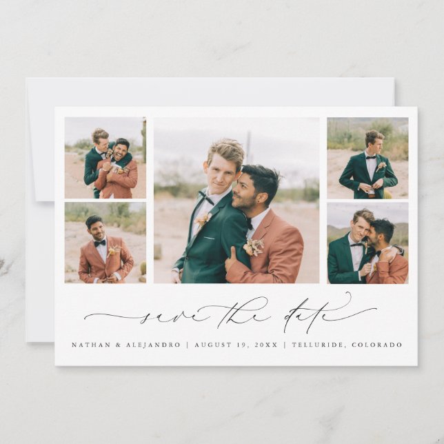 Romantic Photo Save the Date Engagement Cards (Front)