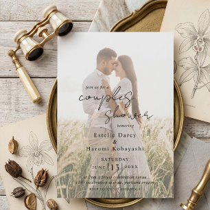Romantic Photo Script Overlay Couples Shower Invitation