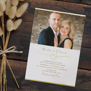 Romantic Photo Wedding Gold Foil Invitation