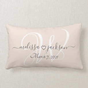 Romantic Pillow with Names, Initial, and Date