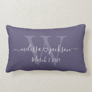 Romantic Pillow with Names, Initial, and Date