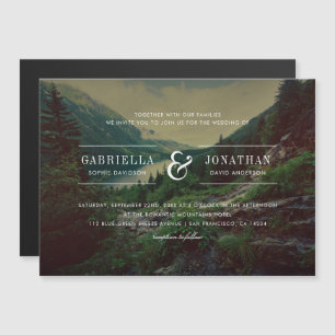 Romantic Pines Mountains Lake Destination Wedding Magnetic Invitation