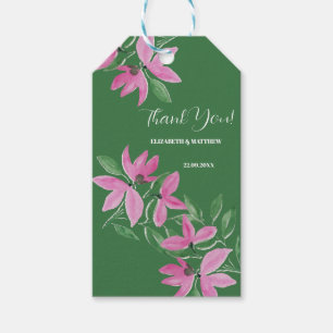 Romantic Pink And Green Wildflowers Watercolor Art Gift Tags