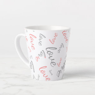Romantic Pink and Grey Love Script Cursive Latte Mug