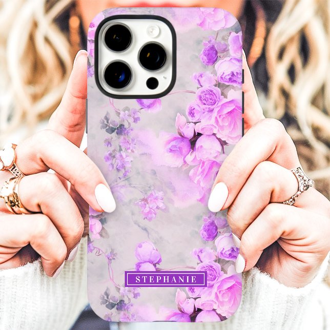Romantic Pink and Lavender Name Floral  Case-Mate iPhone Case (Creator Uploaded)