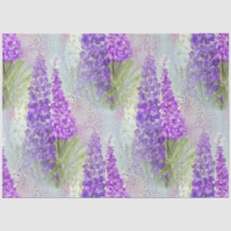 Romantic Pink and Purple Floral Watercolor Lupin Tissue Paper